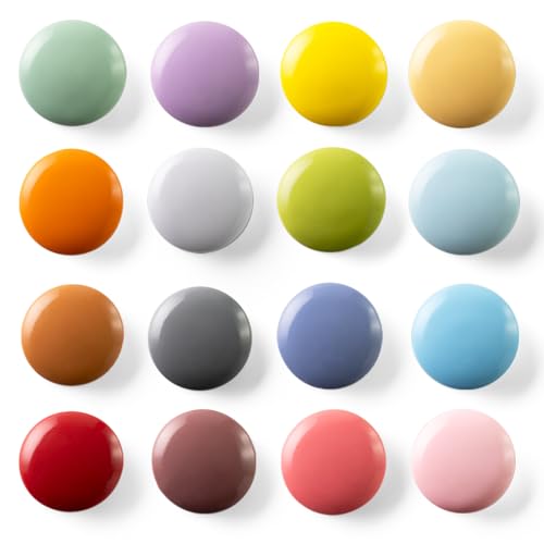 SUNURS Imanes para Nevera 16/9 Piezas - Imanes Decorativos Coloridos (Acabado Brillante o Mate) - para Pizarras, Taquillas, Cocina, Oficina - Pegatinas Magnéticas Resistentes (16 Colores)