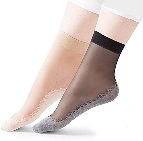 PINKIT Womens Silk Stockings Ultra Thin Sole Short Ankle Socks PACK of 2