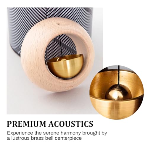 Image of HASTHIP Door Bell with Adhesive Backing, Beech Wooden Brass Round Bell, Decorative Doorbell for Home, Office Ornament and Hanging Decoration for Business Entrance