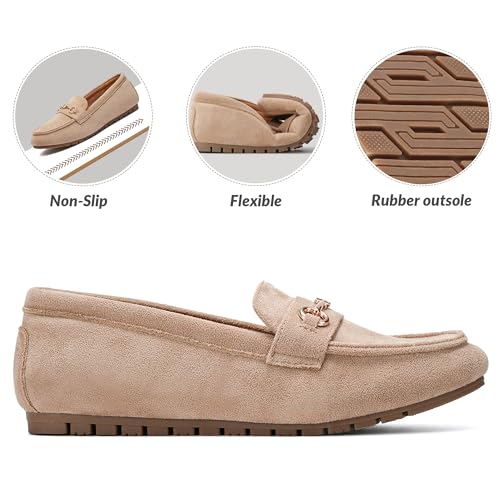 Image of BGSTGUDS Women's Wide Loafers Shoes Cute Dressy Shoes Ladies Comfort Slip Ons Work Shoes