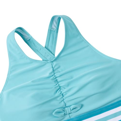 Image of BFUSTYLE Girls One Piece Swimsuit Cute Striped Bathing Suit Hawaii Swimwear 6-17 Years
