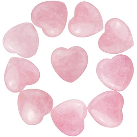 Marrywindix 10 Packs 1 Inch Healing Crystal Natural Rose Stone Heart Love Carved Palm Worry Stone Chakra Reiki Balancing Cover