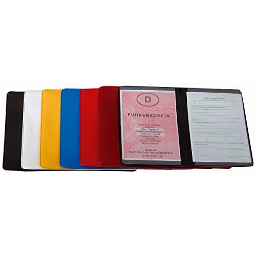 KFZ Schein Schutzhülle PVC 2 Fächer Etui Mappe viele Farben Kartenhülle Fahrzeugschein Hülle Made in Germany … (Gelb)