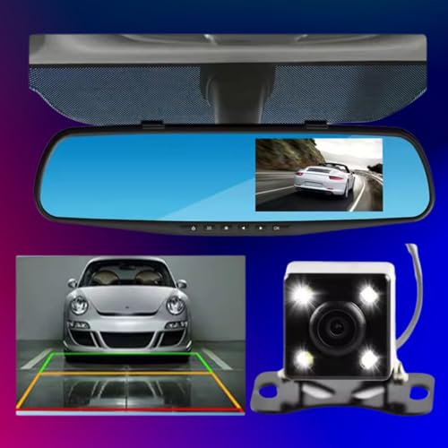 Image of Maizic Smarthome 3In1 2K Front /Rear /Mirror Car DVR Dash Cam Rear View Reverse G-Sensor 1080P|4.3'' Screen|Night Vision|SD Card Support 32 GB|Loop Recording|170 Angle View|Motion Detection