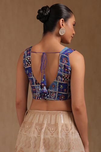 Image of Soch Womens Georgette Floral Print Padded Blouse with Zari