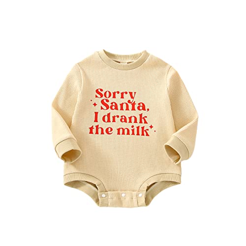 Image of Kuriozud Newborn Baby Boy Girl Bubble Romper Funny Letter Long Sleeve Oversized Sweater Tops Fall Winter Clothes