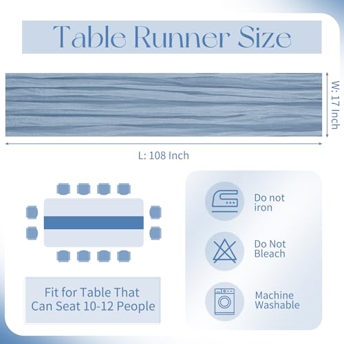 10 Pack Dusty Blue Cheesecloth Table Runner 17x108 Inch Boho Gauze Cheese Cloth Table Runners for Wedding Party Baby Shower Birthday Home Decor - Image 3