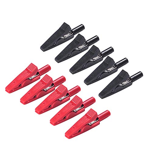 Image of can Connect 2mm Banana Jack Test Probe & 2mm Banana Plug 10pcs Full Insulated Safety Mini Test Alligator Clips Crocodile Clamps Jaws for Electrical Laboratory Measuring red Black