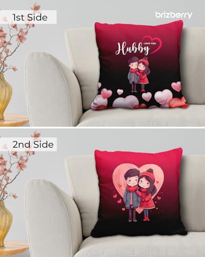 Image of Brizberry Pillow Cushion Gift for Valentine's Day Anniversary Engagement Birthday to Husband Hubby | Love Romantic Diwali Couple Gift with Cushion Filler (16 inch x 16 inch) (Design 31)