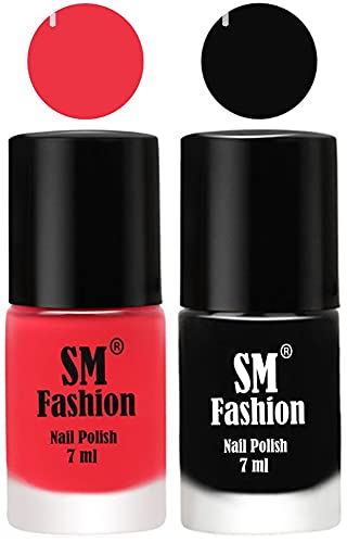 Image of Long Lasting Nail Polish | Nail Paint Combo 7 ml Each) - Set of 2 Rose Pink-Black
