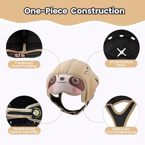 Image of Mambobaby Baby Head Protector Baby Helmet for Crawling Walking- Extra-Thick Deep Forehead Padding, Toddler Helmet 6-24 Months, Infant Safety, Ultra-Light Soft Desig-Sloth