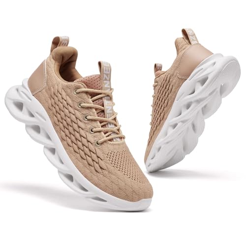 TIANZEBEN Herren Schuhe Turnschuhe Sportschuhe Laufschuhe Running Tennis Walkingschuhe Fitnessstudio Sneaker Freizeit Fashion Leichtgewichts Atmungsaktiv Braun 43