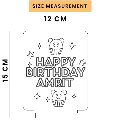 Image of Customized 3D Lamp for Birthday - Personalized LED Night Light with Names | Unique Gift for Husband, Wife Friends| Gifts Custom Decor for Happy Birthday Special (Everyone) (Happy Birthday Amrit)