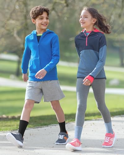 Image of BOOPH 6 Pairs Kids Crew Socks Boys Girls Athletic Cushioned Running Socks | Hiking Socks for 4-14Y