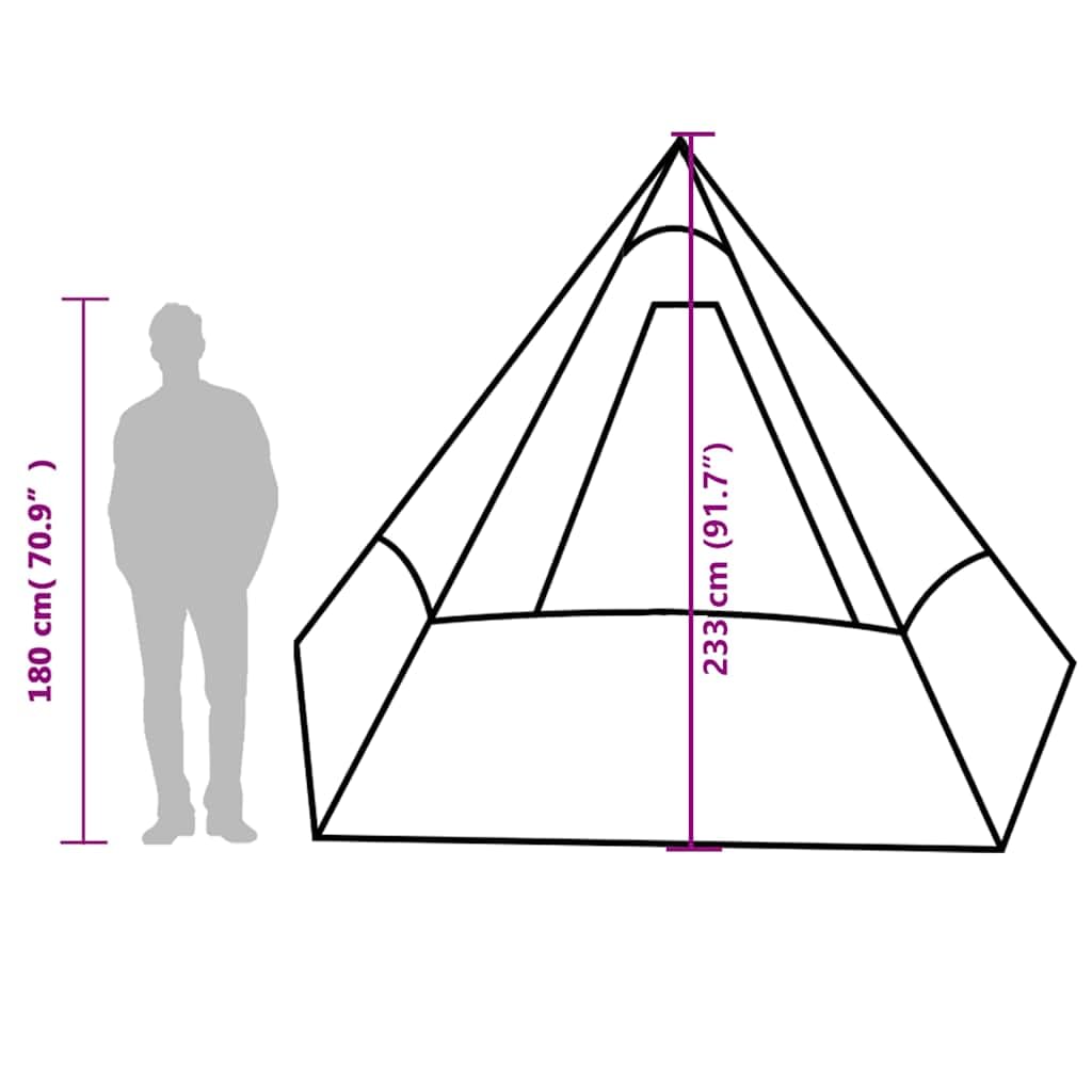 Tipi Campingzelt für Personen grün wasserdicht, 185T Polyester mit PU Beschichtung, x x, leicht, mit Moskitonetz, E Anschluss, für Familie Camping Outdoor Reise