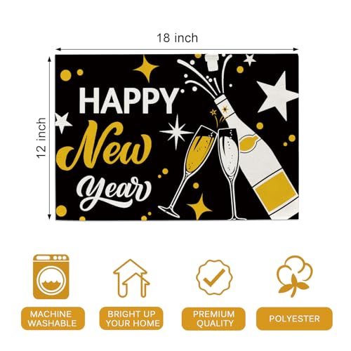Seliem-Happy-New-Year-2025-Black-Gold-Placemats-Set-of-4-Golden-Champagne-Stars-Celebration-Dining-Table-Place-Mats-Christmas-Kitchen-Decor-Home-Decoration-12-x-18-Inch Seliem Happy New Year 2025 Black Gold Placemats Set of 4 Golden Champagne Stars Celebration Dining Table Place Mats Christmas Kitchen Decor Home Decoration 12 x 18 Inch