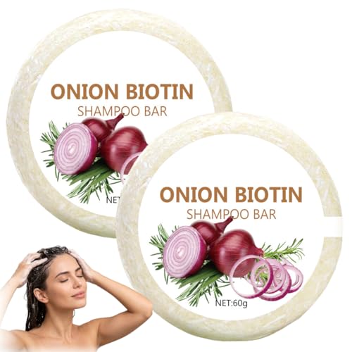 VRYNDH Champú Sólido con Cebolla Roja y Arcilla Roja-Shampoo Natural Fortalecedor y Estimulante del Crecimiento-Purifica, limpieza profunda e hidratación-Sin Sulfatos-Vegano, Artesanal y,2 Piezas(E)