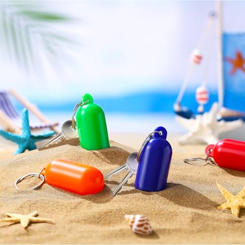 Image of Tondiamo 14 Pcs Boat Floating Keychain Oval Shape Boat Key Ring Floating Key Pendant for Sail Kayak Fishing Accessory