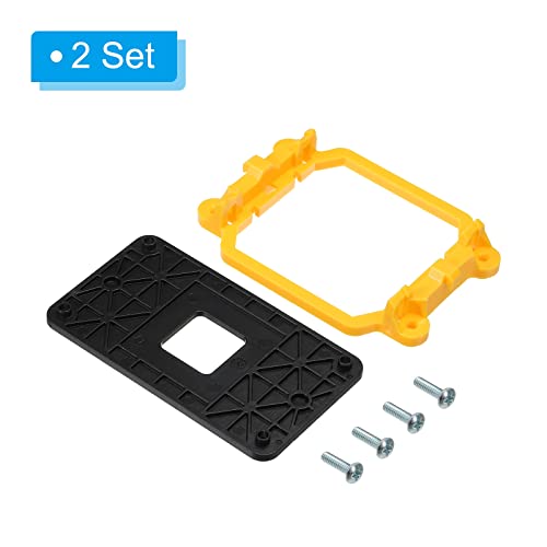 PATIKIL AM3 CPU Cooling Bracket Soporte para Disipador de Calor Placa de Montaje Amarillo Borde con 8 Tornillos para Socket Placa Madre AM2 AM2+ AM3 AM3+ FM1 Paquete de 2 miniatura 3