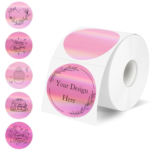 Étiquettes thermiques holographiques rondes STARLIBOO 5,1 cm rose dégradé