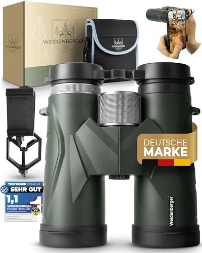 Fernglas 12x42, [TESTSIEGER] Magnesium Fernglas mit Nitrogenfüllung und wasserdicht, für Erwachsene, BAK4 HD Prisma + FMC Objektiv, auch Brillenträger geeignet (Grün, 12x42)