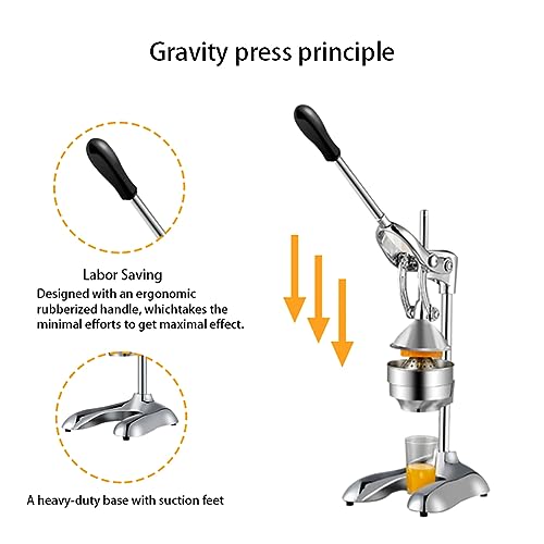 Exprimidor manual de cítricos, exprimidor profesional de acero inoxidable para extracción de jugo fresco en casa o cocinas comerciales