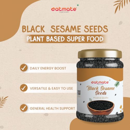 Image of Eatmate Premium Black Sesame Seeds 1 Kg | Raw Kala Til Seeds for Eating, Cooking & Baking | Nutrient Rich Indian Spice | Pure Natural Black Til | High Calcium & Antioxidants Whole Sesame