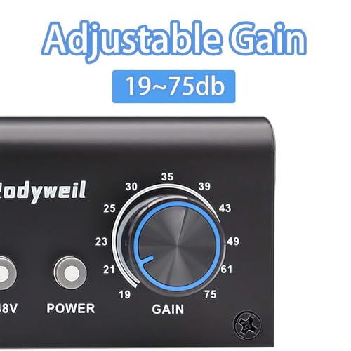 image for Rodyweil Mic Preamp with 19~75db Adjustable Gain Boost Balaneced Line 