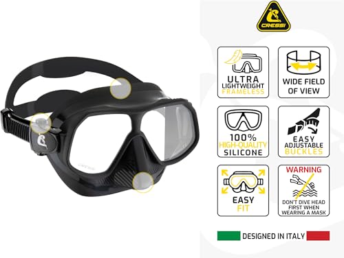 Cressi Low Volume Lightweight Frameless Mask para Pesca Submarina y Apnea - Ajuste Estrecho - Flexible y Resistente - Rombo: Diseñada en Italia miniatura 3