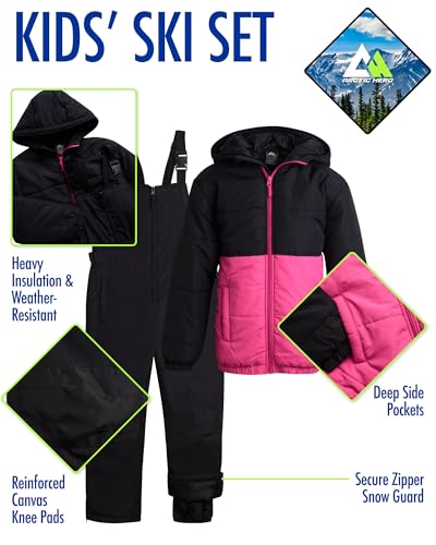 Image of Arctic Hero Kids Snow Suit Set - 2 Piece Heavyweight Insulated Ski Jacket & Ski Pants - Winter Coat & Pants for Boys & Girls