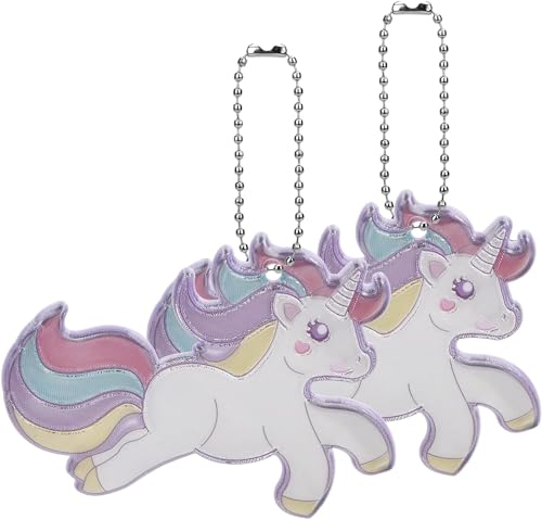 DealKits Einhorn Reflektor Anhänger Schulranzen Leuchtend 2 PCS Kinder Sicherheits Reflektor Anhänger für Puppensitze Rucksack Handtasche Gehen Laufen Accessoire Mitgebsel Geschenke