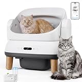 Devoko Lettiera Gatto Autopulente, Lettiera Autopulente per Gatti XXL Elettrica con Sensori di Sicurezza/Protezione Anti-Intrappolamento/APP, Adatta per Gatti Grandi-Open-Top Automatic Cat Litter Box