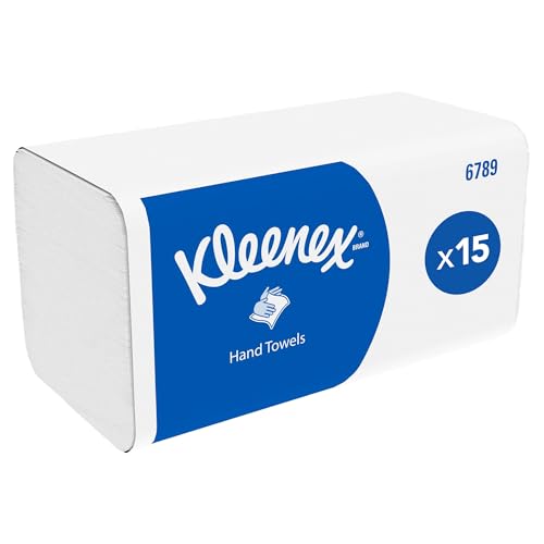 Kleenex Paper Towels, V-Fold 2-Ply Hand Towels, Ultra-Absorbent, Tear-Resistant, FSC- Certified, Compatible with Kimberly-Clark Dispensers, 15 Packs x 186 Towels (2,790 tot.), Model nr. 6789