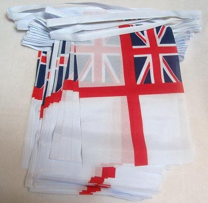 HUGE BUNTING! APPROX 60FT 18m (18" X 12") 30 Flag White Ensign Naval Bunting