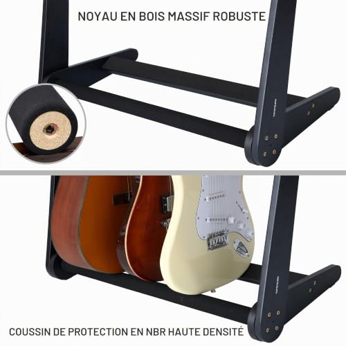 Nefelibata pied polyvalent 5 supports guitare en bois pour guitares et étuis, électriques, acoustiques, basses, violoncelles - Frêne allemand – vue 5