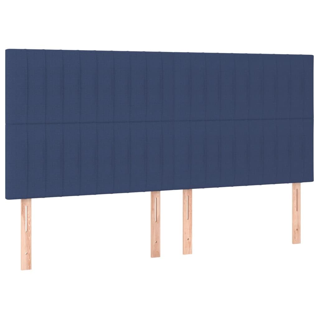 Cama con somier de 180 x 200 cm, tejido azul, colchón de muelles ensacados, juego completo, cabecero de altura ajustable para dormitorio, habitación de invitados, accesorios para el hogar