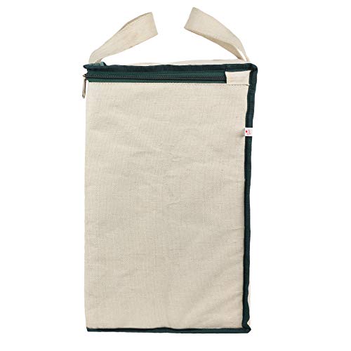 Image of DOUBLE R BAGS Multipurpose Clothes & Grocery Storage Organizer with Reinforced Cotton Handles, Zip Cover & 1 Compartment - Heavy Duty Canvas Bags (Green, 43x27.9x43 cm, Pack of 2)