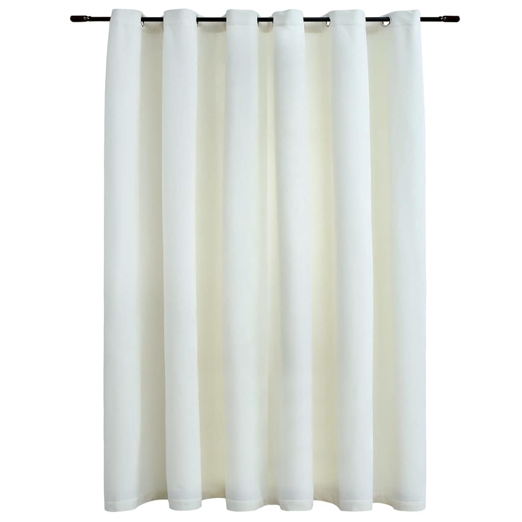 Rideau occultant en velours crème 290x245 cm avec œillets pour grand salon