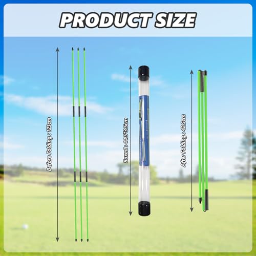 flintronic Golf Alignment Sticks, 2 Stück Klappbar Golfübungsstangen mit Durchsichtigem Aufbewahrungsrohr, Alignment Übungsstangen Schwunghilfe Golfübungsgerät Richtungsanzeige zum Zielen Putten, Grün