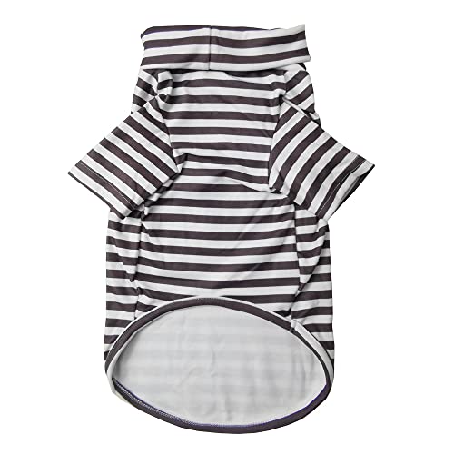 Cute Doggie Embroidery Dog Shirts Pet Cotton Striped T-Shirt Breathable Stretchy Dog Sweater Turtleneck Knitted Puppy Pullover For Cats Small Dogs (Small, Brown Striped) #TOP5