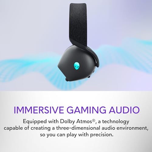 Image of Alienware Tri-Mode Wireless Gaming Headset AW725H - Wired /Wireless, Bluetooth 5.3, Audio Output - 20 Hz, Mini-Phone (3.5mm), Battery Talk Time Up to 55 Hrs (Bluetooth), Dark Side of The Moon