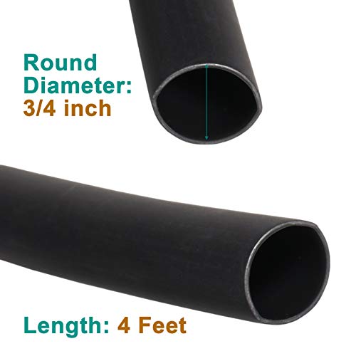 2 Pcs 3/4 inch (Diameter) 3:1 Waterproof Heat Shrink Tubing Kit, Large Marine Dual Wall Adhesive Shrinkable Wire Wrap Tube, Insulation Sealing Cable Protector by YUKSY (4ft, Black & Red)
