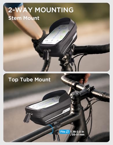 Image of whale fall Waterproof Bike Frame Bag - [Quick Release] [Hard Shell] 2 in 1 Bike Phone Holder Mount, Bicycle Top Tube Bag with Sensitive Touchscreen, Bike Accessories for Phones Under 7 inch