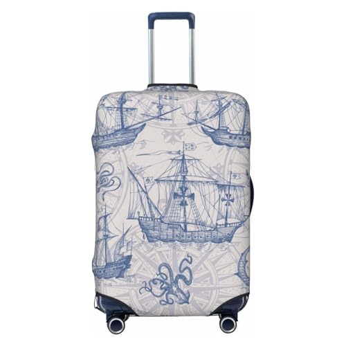 Vintage Sailboat Compass Travel Luggage Cover Protector Suitcase Covers for Luggage Covers for Suitcase Fit 18-32 In S