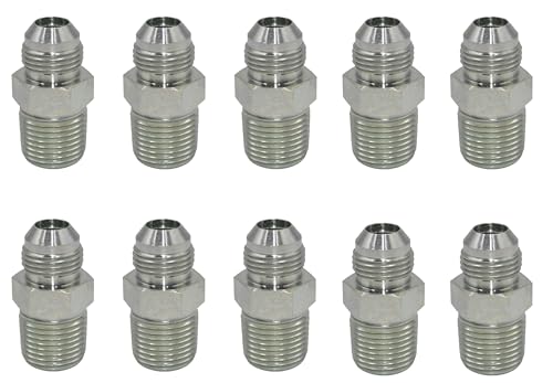 Image of 10 PACK 1 /2 inch JIC 37 Male x 1 /2 inch NPT Male Pipe Steel Hydraulic Adapter Flared Tube Fitting Pipe Connector L-2404-08-08