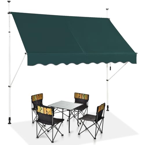 RELAX4LIFE Klemmmarkise 200 cm breit, Markise Balkon ohne Bohren, Höhenverstellbare Balkonmarkise mit Handkurbel, Sonnenschutz für Terrasse Balkon Veranda (200x175cm, Grün)