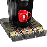 Sturdy Acrylic Coffee Pod Holder Organizer for K Cup, Under Brewer Sliding Drawer for K-cup, 36 Pods Storage for Kpods - Coffee Accessories for Keurig/Other Coffee Maker on Counter, Clear Black