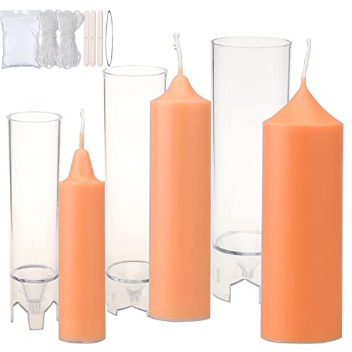MILIVIXAY 2 stampi per candele a pilastro per la realizzazione di candele, stampi per cera d'api, stampi per candele - 1,8 m di stoppino, uno stampo sigillante e 2 supporti per stoppini