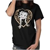Betty Boop Leopard Print Heart Womens Graphic T Shirt Tees