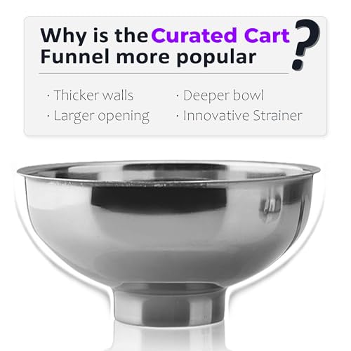 Image of Curated Cart 3pcs Canning Funnel for Wide Mouth and Regular Mason Jars, Stainless Steel Kitchen Use Funnels with Strainer for Filling Bottles, Metal Funnel Set for Oil, Powder, Jam, Grains